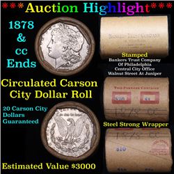 ***Auction Highlight*** Full solid date 1878-cc Morgan silver $1 roll, 20 coins (fc)