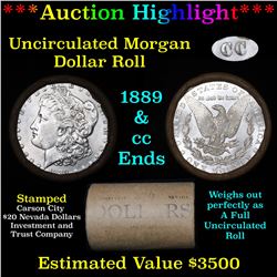 ***Auction Highlight*** 1889 & CC Uncirculated Morgan Dollar Shotgun Roll (fc)