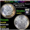 Image 1 : ***Auction Highlight*** 1885-o Rainbow Toned Morgan Dollar $1 Graded GEM+ Unc By USCG (fc)