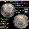 Image 1 : ***Auction Highlight*** 1880-s Rainbow Toned Morgan Dollar $1 Graded GEM+ Unc By USCG (fc)