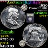 Image 1 : Proof ***Auction Highlight*** 1950 Franklin Half Dollar 50c Graded Choice+ Proof By USCG (fc)