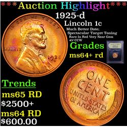 ***Auction Highlight*** 1925-d Lincoln Cent 1c Graded Choice+ Unc RD By USCG (fc)