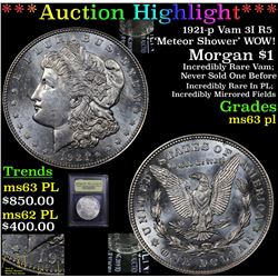 ***Auction Highlight*** 1921-p Vam 3I R5 'Meteor Shower' WOW! Morgan $1 Graded Select Unc PL By USCG