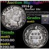 Image 1 : ***Auction Highlight*** 1914-p Barber Dime 10c Graded GEM Unc By USCG (fc)