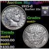 Image 1 : ***Auction Highlight*** 1915-d Barber Quarter 25c Graded Select+ Unc By USCG (fc)