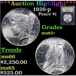 ***Auction Highlight*** 1926-p Peace Dollar $1 Graded GEM+ Unc By USCG (fc)