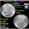 Image 1 : ***Auction Highlight*** 1898-p Morgan Dollar $1 Graded GEM+ Unc By USCG (fc)