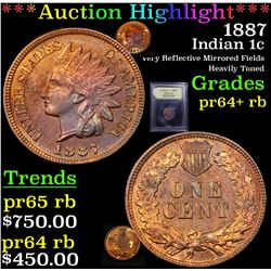 Proof ***Auction Highlight*** 1887 Indian Cent 1c Graded Select+ Proof rb By USCG (fc)