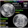 Image 1 : ***Auction Highlight*** 1935-p Peace Dollar $1 Graded GEM Unc By USCG (fc)
