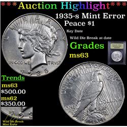 ***Auction Highlight*** 1935-s Mint Error Peace Dollar $1 Graded Select Unc By USCG (fc)