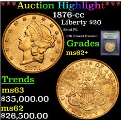***Auction Highlight*** 1876-cc Gold Liberty Double Eagle $20 Graded Select Unc By USCG (fc)