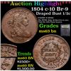 Image 1 : ***Auction Highlight*** 1804 c-10 Br-9 Draped Bust Half Cent 1/2c Graded Select Unc BN By USCG (fc)