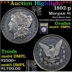 ***Auction Highlight*** 1892-p Morgan Dollar $1 Graded Select Unc+ DMPL By USCG (fc)
