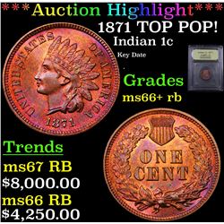 ***Auction Highlight*** 1871 TOP POP! Indian Cent 1c Graded GEM++ RB By USCG (fc)