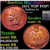 Image 1 : ***Auction Highlight*** 1871 TOP POP! Indian Cent 1c Graded GEM++ RB By USCG (fc)