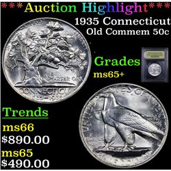 ***Auction Highlight*** 1935 Connecticut Old Commem Half Dollar 50c Graded GEM+ Unc By USCG (fc)
