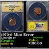 Image 1 : ANACS 1970-d Mint Error Lincoln Cent 1c Graded ms63 rb By ANACS