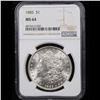 Image 2 : NGC 1885-p Morgan Dollar $1 Graded ms64 By NGC