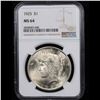 Image 2 : NGC 1925-p Peace Dollar $1 Graded ms64 By NGC
