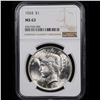 Image 2 : NGC 1924-p Peace Dollar $1 Graded ms63 By NGC