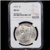 Image 2 : NGC 1923-p Peace Dollar $1 Graded ms63 By NGC