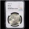 Image 2 : NGC 1923-p Peace Dollar $1 Graded ms64 By NGC