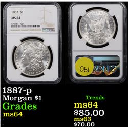 NGC 1887-p Morgan Dollar $1 Graded ms64 By NGC