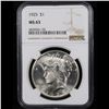 Image 2 : NGC 1925-p Peace Dollar $1 Graded ms63 By NGC