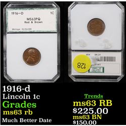 1916-d Lincoln Cent 1c Graded By PCI