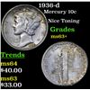 Image 1 : 1936-d Mercury Dime 10c Grades Select+ Unc