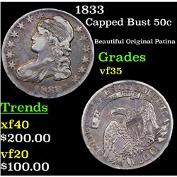1833 Capped Bust Half Dollar 50c Grades vf++