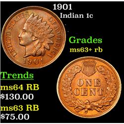 1901 Indian Cent 1c Grades Select+ Unc RB