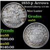 Image 1 : 1853-p Arrows Seated Liberty Half Dime 1/2 10c Grades Select AU