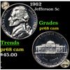 Image 1 : Proof 1962 Jefferson Nickel 5c Grades GEM++ Proof Cameo