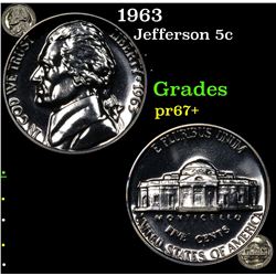 Proof 1963 Jefferson Nickel 5c Grades GEM++ Proof
