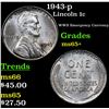 Image 1 : 1943-p Lincoln Cent 1c Grades GEM+ Unc