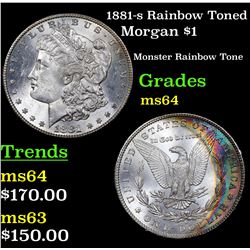 1881-s Rainbow Toned Morgan Dollar $1 Grades Choice Unc