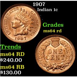 1907 Indian Cent 1c Grades Choice Unc RD