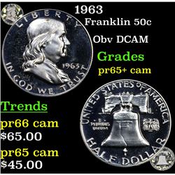 Proof 1963 Franklin Half Dollar 50c Grades GEM+ Proof Cameo