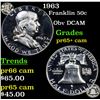 Image 1 : Proof 1963 Franklin Half Dollar 50c Grades GEM+ Proof Cameo