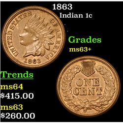1863 Indian Cent 1c Grades Select+ Unc