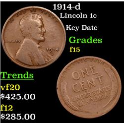 1914-d Lincoln Cent 1c Grades f+