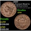 Image 1 : 1837 Coronet Head Large Cent 1c Grades xf+
