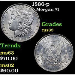 1886-p Morgan Dollar $1 Grades Select Unc