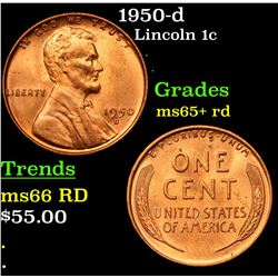 1950-d Lincoln Cent 1c Grades Gem+ Unc RD