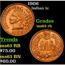 1906 Indian Cent 1c Grades Select Unc RB