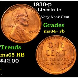 1930-p Lincoln Cent 1c Grades Choice+ Unc RB