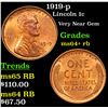 Image 1 : 1919-p Lincoln Cent 1c Grades Choice+ Unc RB