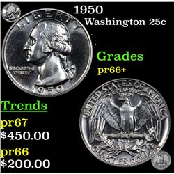 Proof 1950 Washington Quarter 25c Grades GEM++ Proof