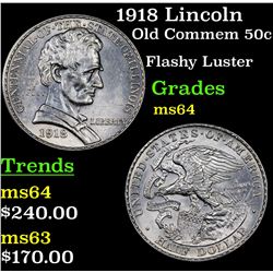 1918 Lincoln Old Commem Half Dollar 50c Grades Choice Unc